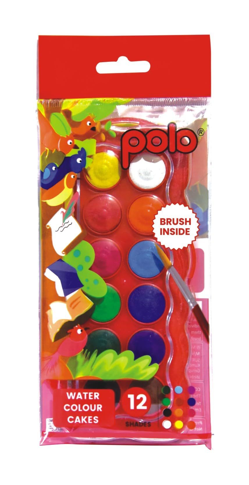 polo Watercolor Cake Set Pack of 2 | 12 Bright & Rich Shades (20mm) | Safe, Non-Toxic & Easy to Use | Ideal for Kids, Artists & School Projects