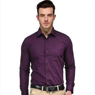 Baleshwar Men Purple Solid Casual Shirt (Pack of 1)