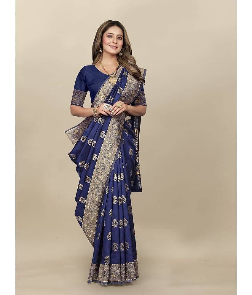 Gazal Fashions Banarasi Silk Embellished Saree With Unstitched Blouse Piece ( Red )