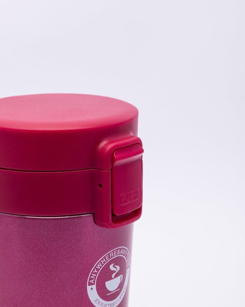 Mug, with Sipper Lid, Tea & Coffee Mug, Red, Stainless Steel, 330 mL