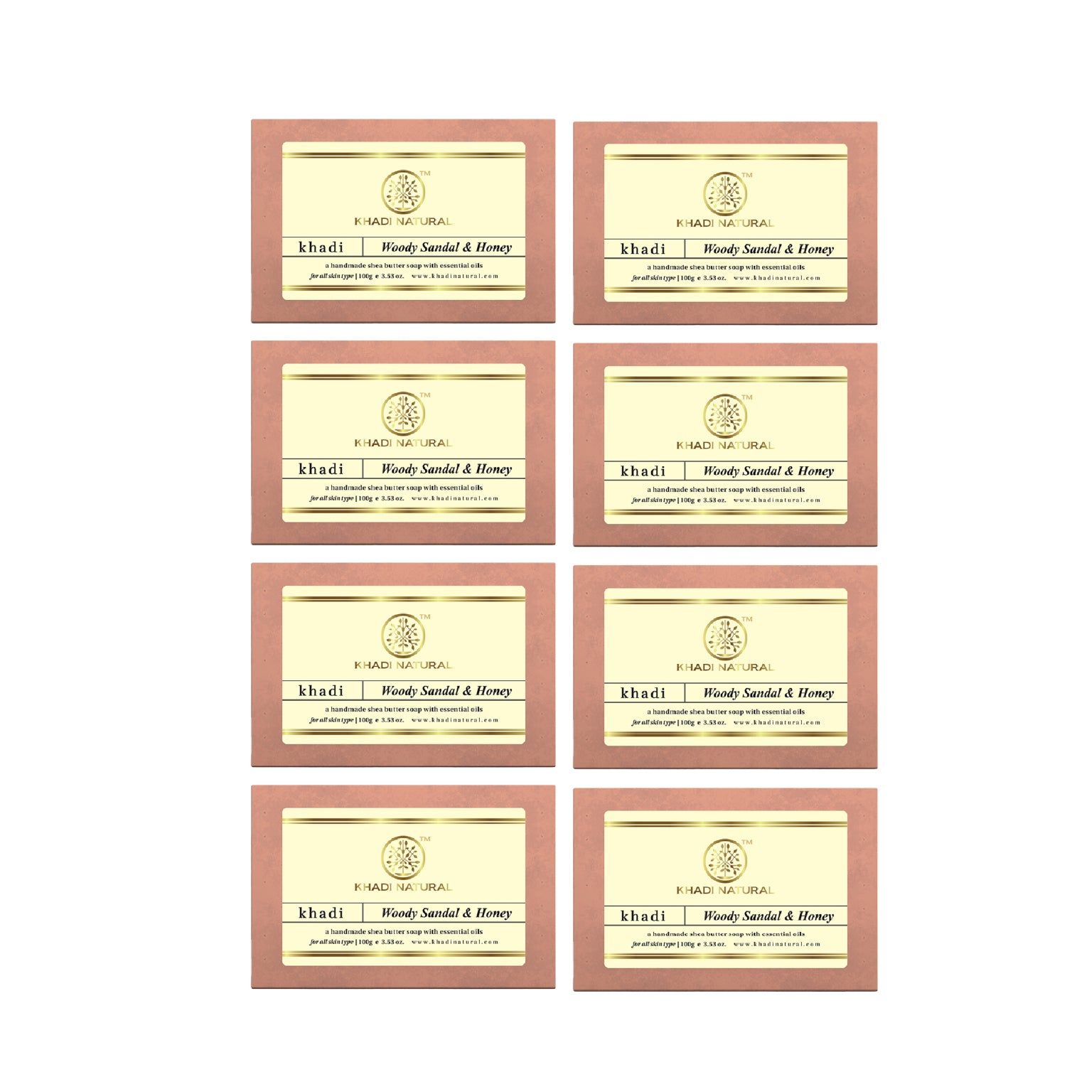 Khadi Natural Woody Sandal & Honey Soap Combo Pack Of 8 – 100gm Each