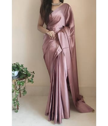 Aika Satin Solid Saree With Unstitched Blouse Piece ( Grey )