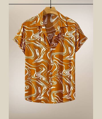 BEAUE Poly Cotton Regular Fit Printed Half Sleeves Men's Casual Shirt - Yellow ( Pack of 1 )
