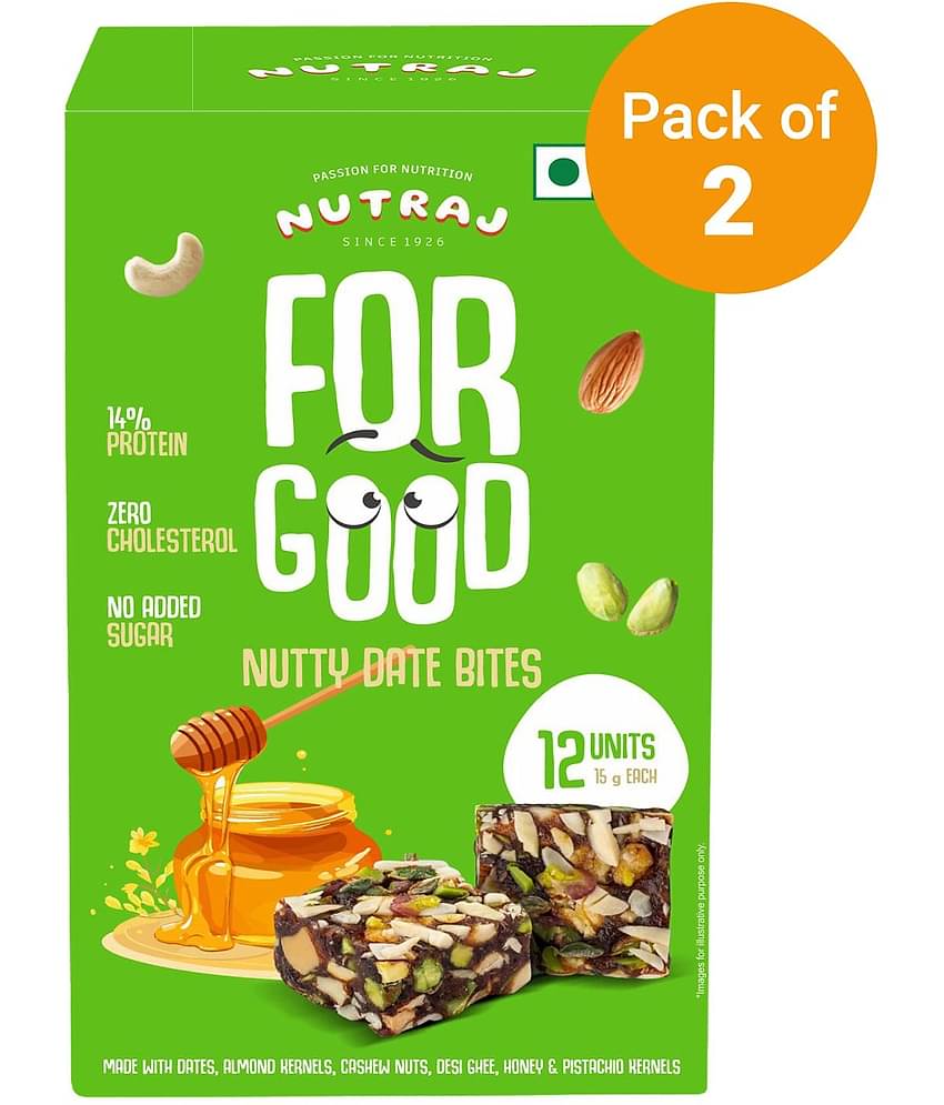 Nutraj Nutty Dates Bites 180g (12 x 15g) (Pack of 2), Dry Fruits Dates Bites)