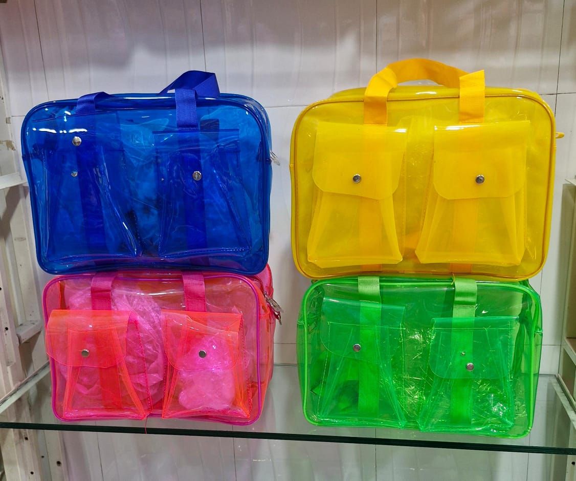 Tote Transparent Neon Bags with 2 Pockets