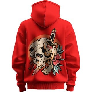 BULL CLOTHING Dagger Graphic Red Hoodie  280 GSM for Superior Softness, Durability, Style  Ultimate Comfort (XL)