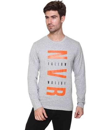RF RAVES Polyester Cotton Regular Fit Printed Round Full Sleeves Grey Men T-Shirt Single Pack