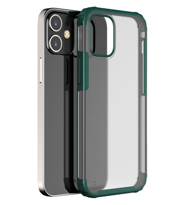Rugged Frosted Series Semi Transparent PC Shock Proof Slim Back Cover for Apple iPhone 12 Mini, Green