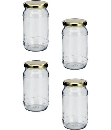AFAST Coockes Jar Glass Transparent Cookie Container ( Set Of 4 )
