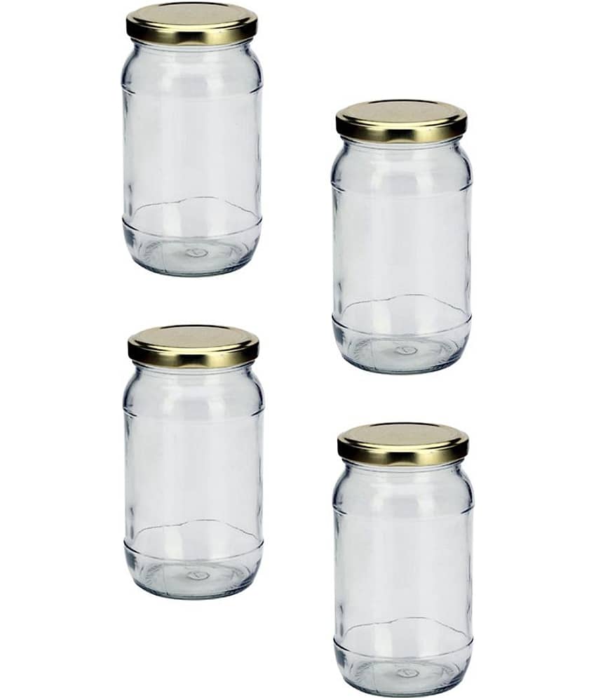 AFAST Coockes Jar Glass Transparent Cookie Container ( Set Of 4 )