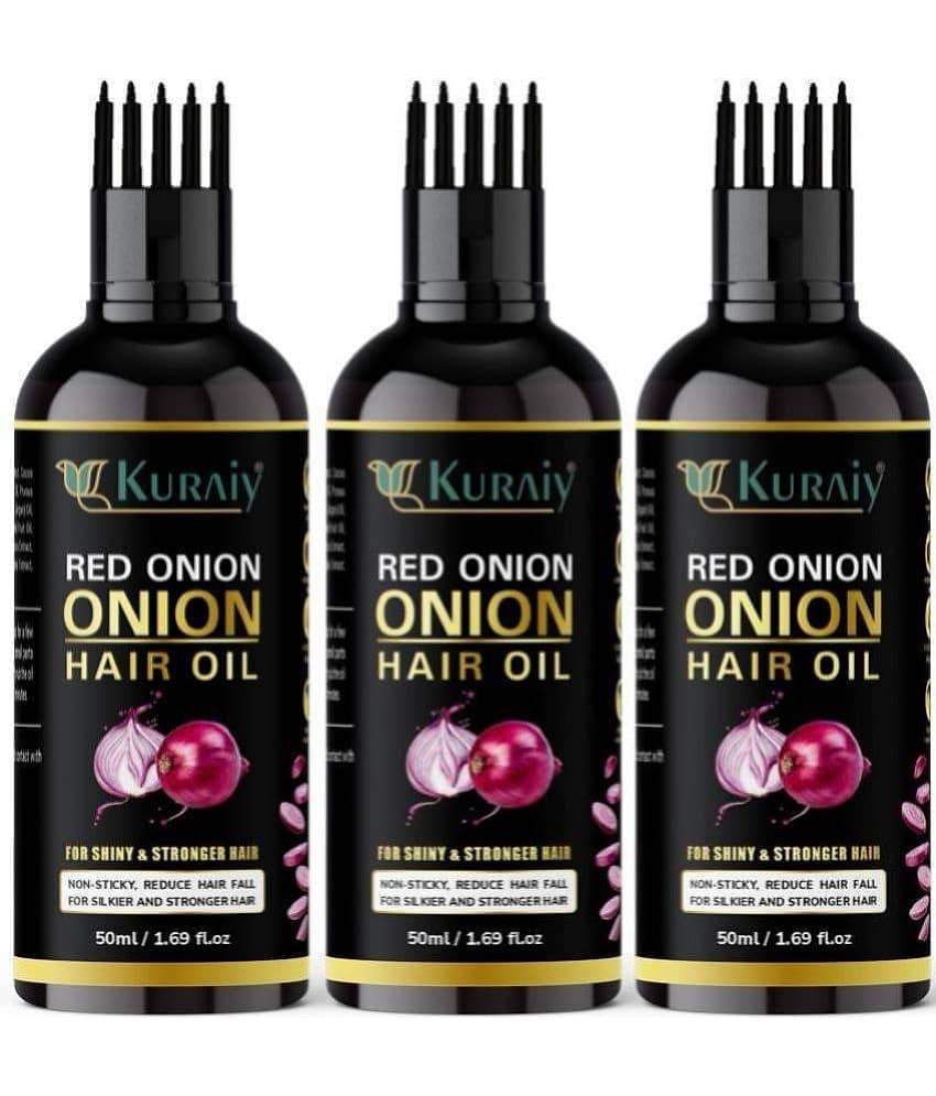 KURAIY ONION All Type of Hair Problem Herbal Anti Dandruff Hair Oil 50 ML Hair Oil PACK OF 3