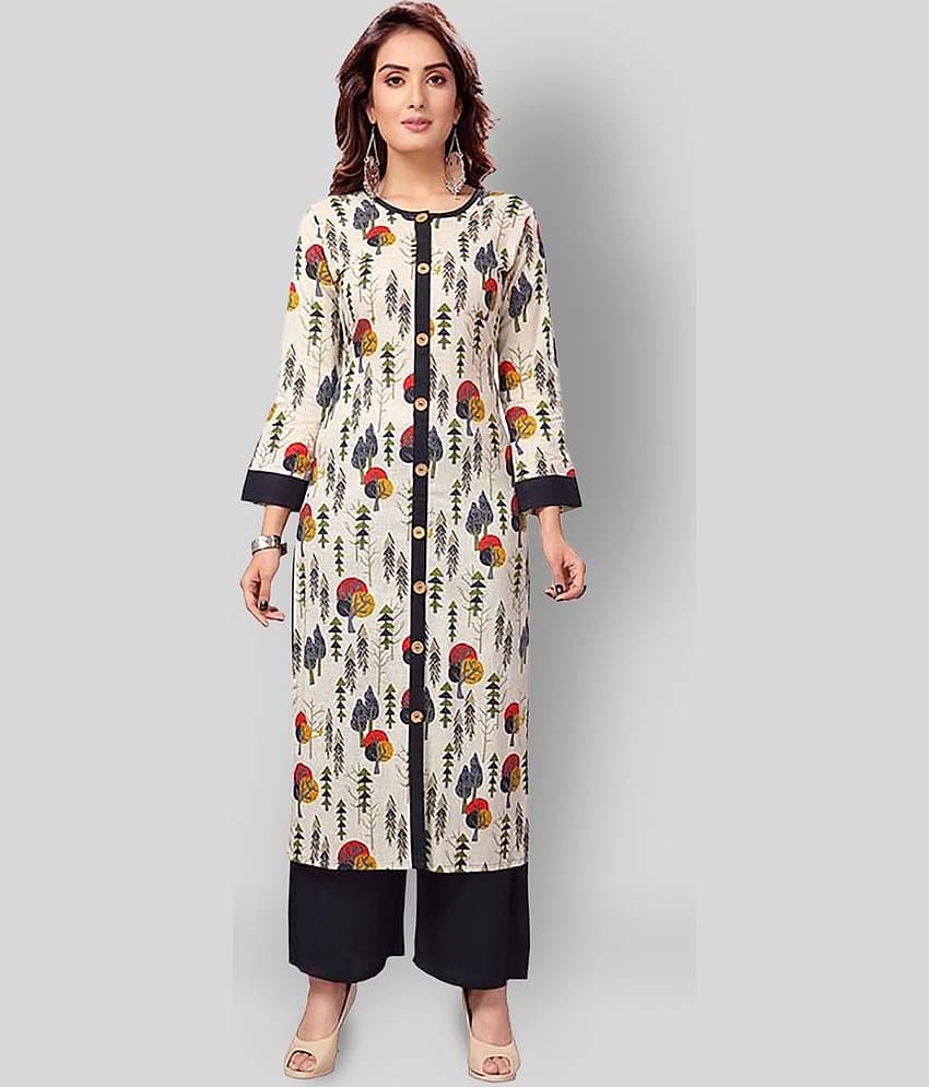 Madhuram Textiles - Multicolor Rayon Women's Front Slit Kurti ( Pack of 1 )