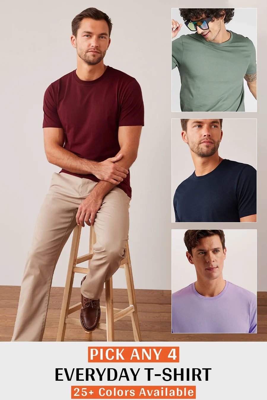 Pick Any 4 - Men Everyday T-shirt Combo-L