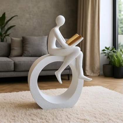 Aura 3D Person Reading a Book on Circular Base Abstract Statue for Home Decor showpiece Figurine Sculpture for