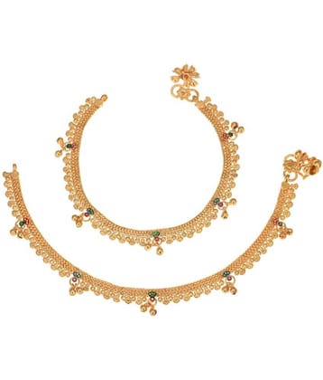 AanyaCentric - Gold Anklets ( Pack of 2 )