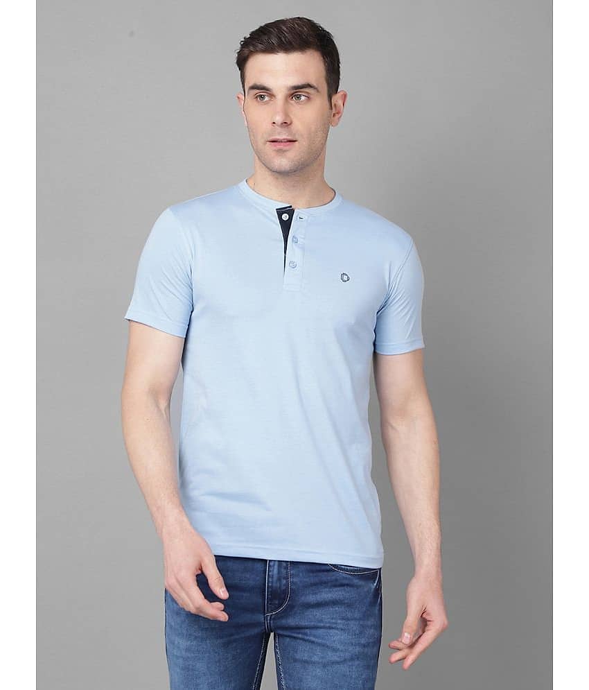 Dollar Cotton Blend Regular Fit Solid Half Sleeves Men's T-Shirt - Blue ( Pack of 1 )