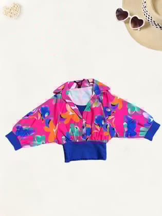 Girls Printed Hot Pink Top [GT-435] [9M-5 Year]-1-2Y (Size - 18) / Imported