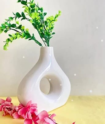 Xotic essentials Decorative Round Stylish Ceramic Vase for Pampas Grass Home Decor Items for Dried Flower, Decor Showpiece - Truly Ceramics