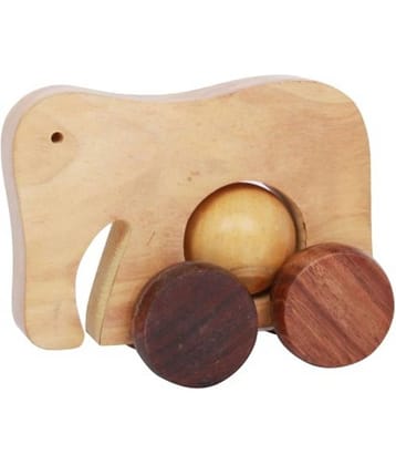 BuzyKart Classic Wooden Toy Elephant With Wheel