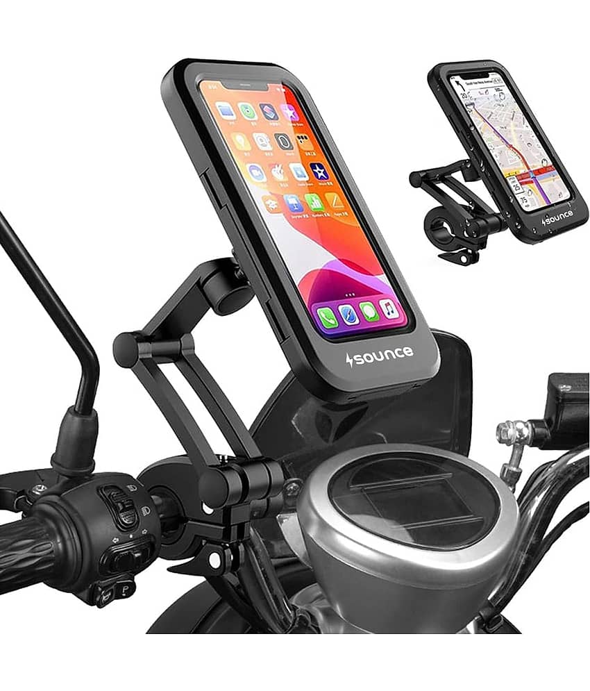 Bike Phone Mount Waterproof Cell Phone Holder 360 Rotation Motorcycle Smartphone Case Universal Bicycle Handlebar Sensitive Touch Screen Fit Below 4-7.2 Inches Smartphone