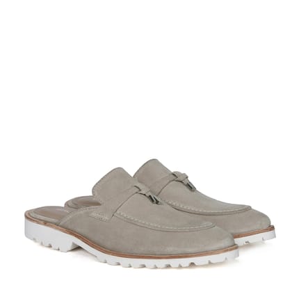 Metal Bit Tassels Light Weight Beige Formal Mules For Men By Brune & Bareskin-40/6