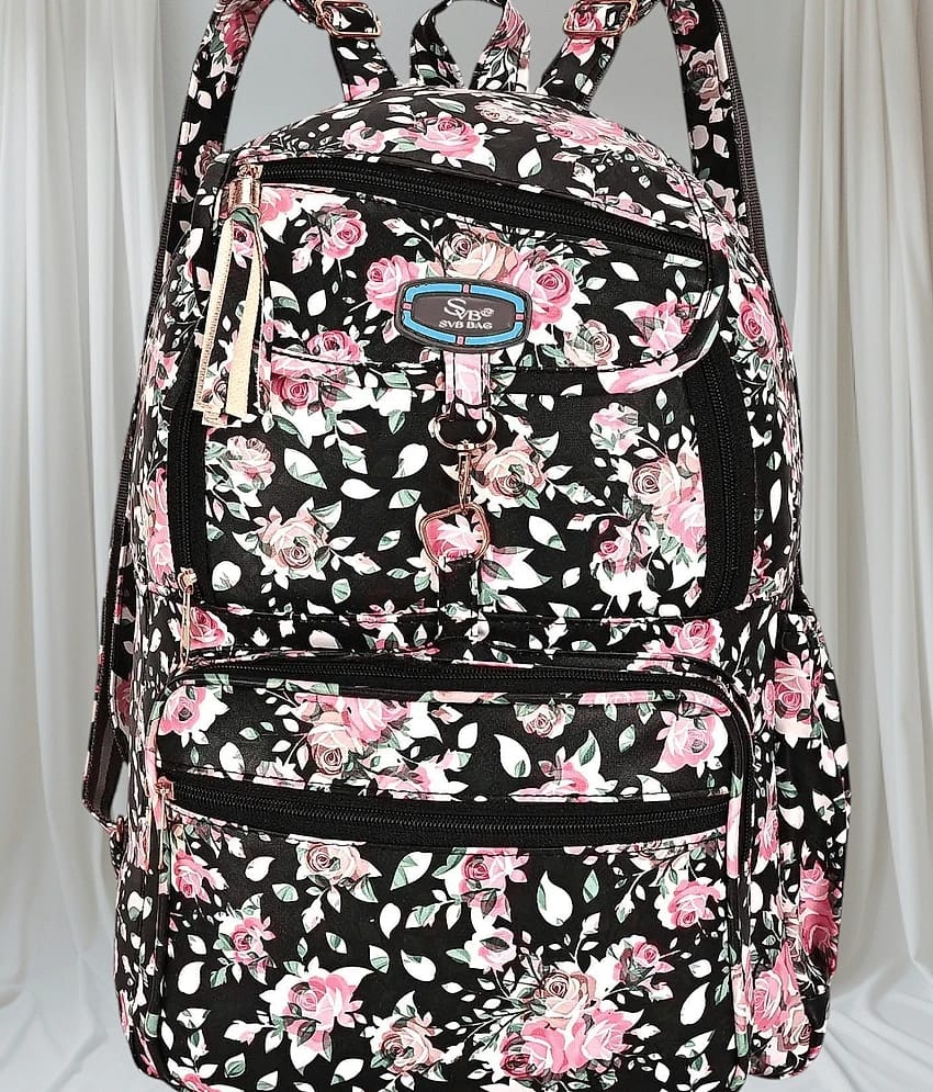 SVB BAG 25 Ltrs Faux Leather Backpack *For Women ( Black ) - Black