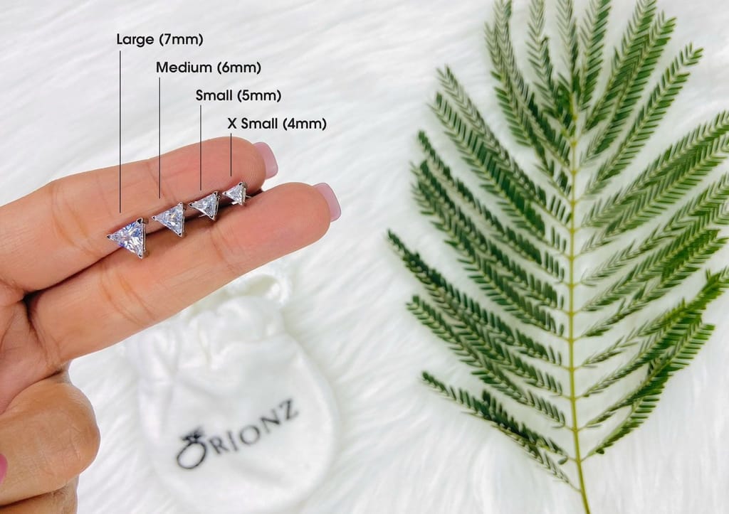 Triangle Solitaire CZ Ear Stud For Him (1 Pc Only)