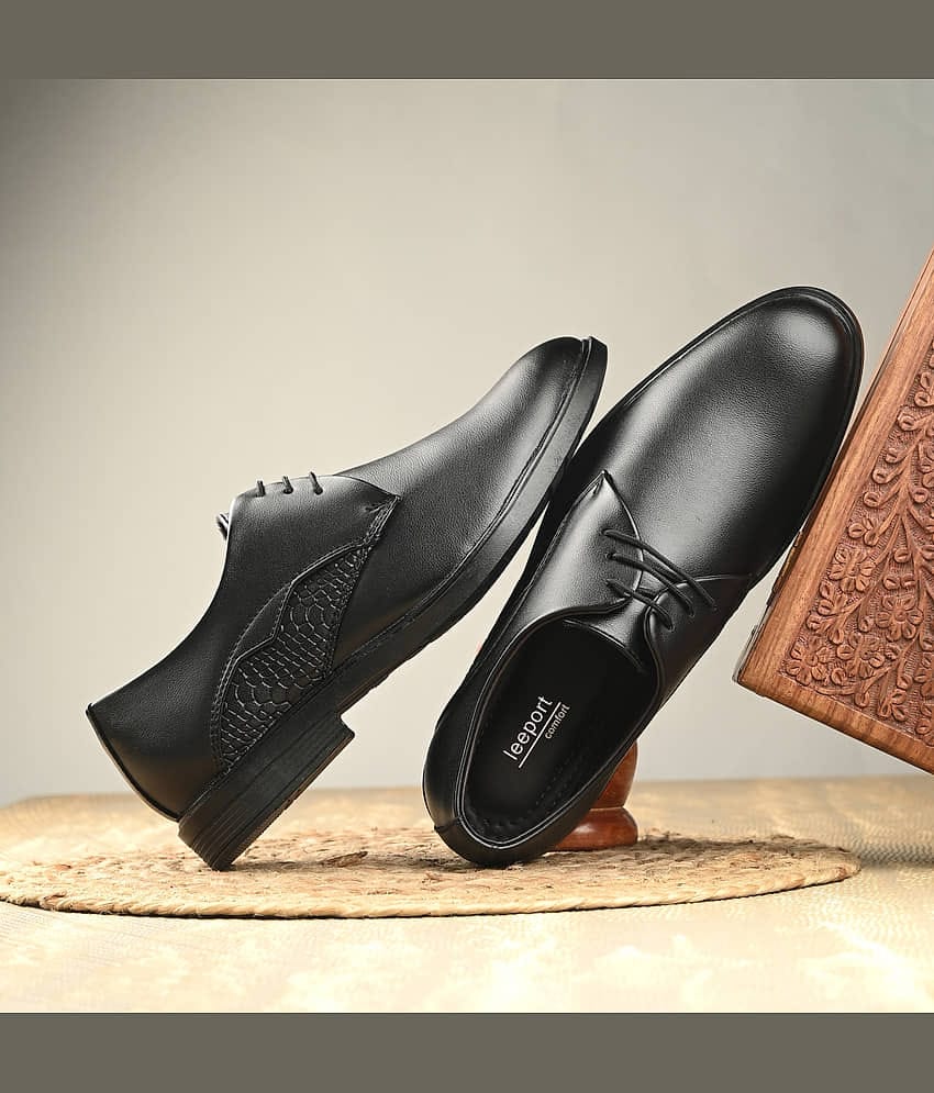 Leeport Black Men's Derby Formal Shoes