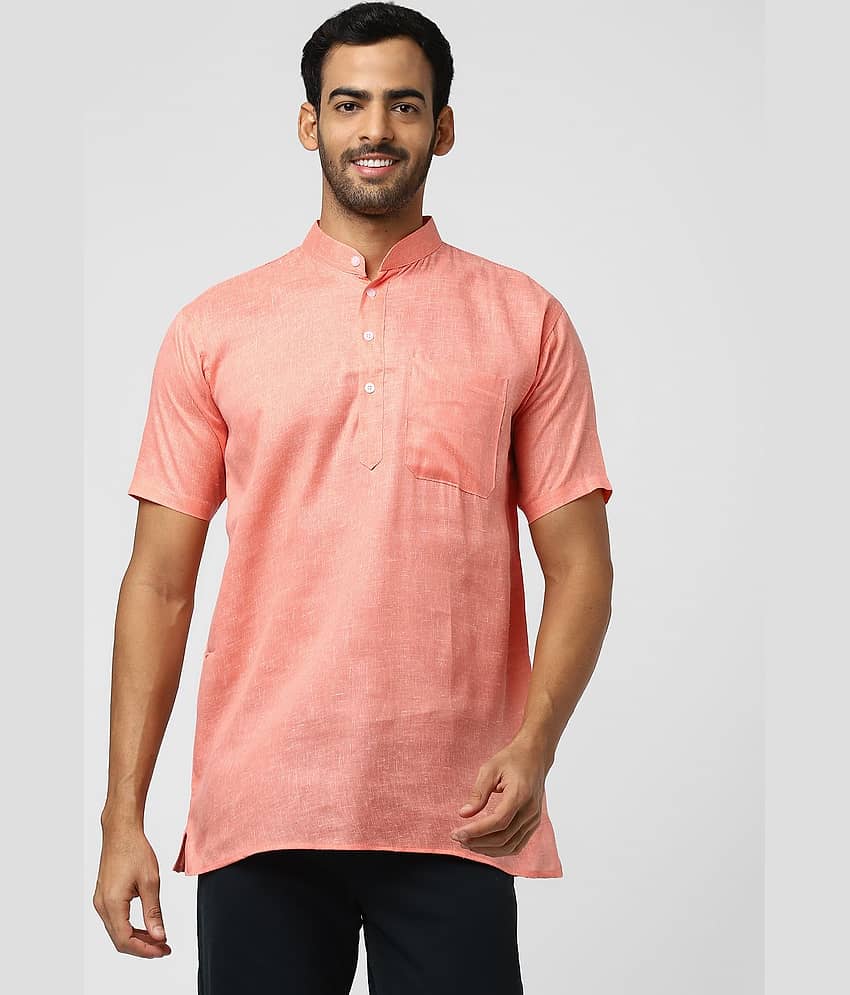 DESHBANDHU DBK - Orange Linen Men's Regular Kurta ( Pack of 1 )