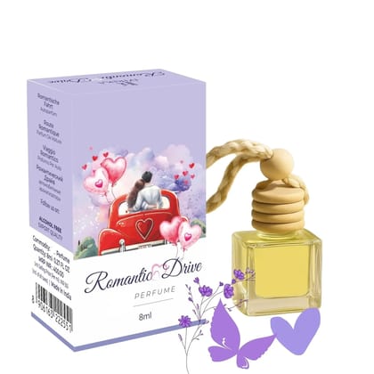 Romantic Drive Car Freshener Aroma Oil Romantic Drive Hanging Car Perfume 8ML  Premium Floral & Fruity Essential Oil Car Freshener with Wooden Diffuser Cap