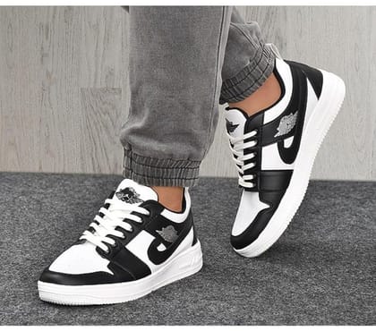 Mens Solid Synthetic Casual Shoes Size 10 (Black)