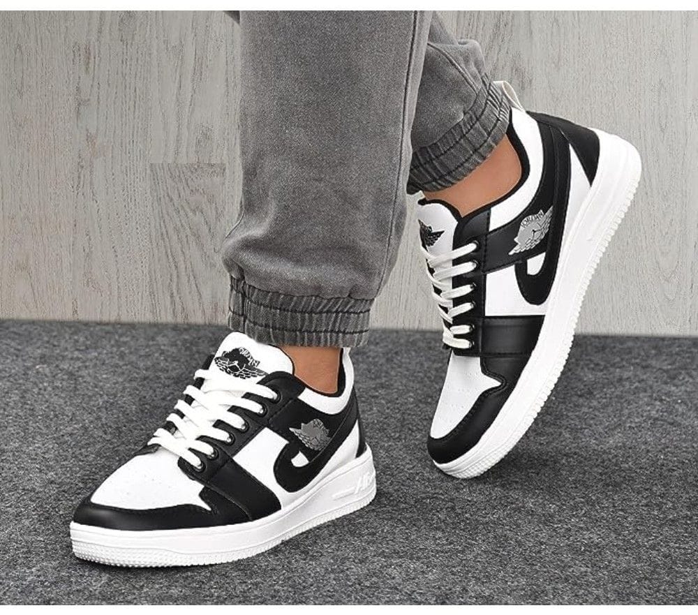 Mens Solid Synthetic Casual Shoes Size 10 (Black)