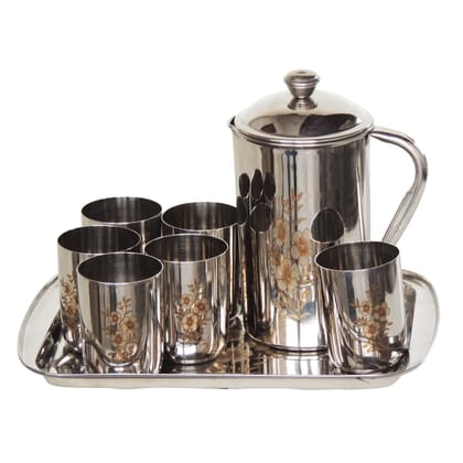 Stainless Steel Lemon Set with 6 Glasses 1 Tray & 1 Jug (SMAS083 A)