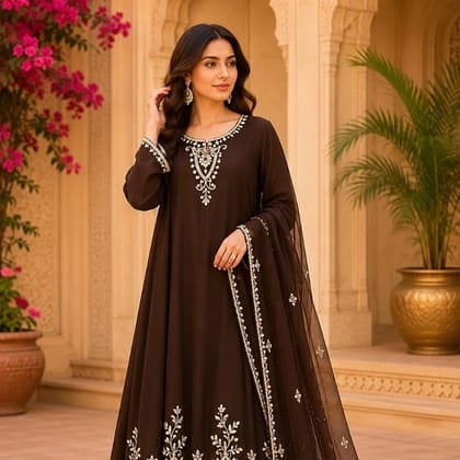 Premium Women Dark Purple Festive Handwork Suit
