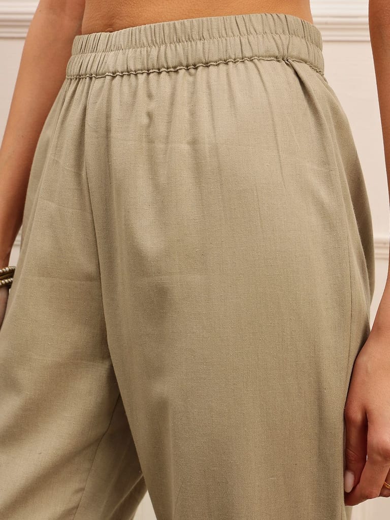 Taupe Grace Embroidered Kurta Set