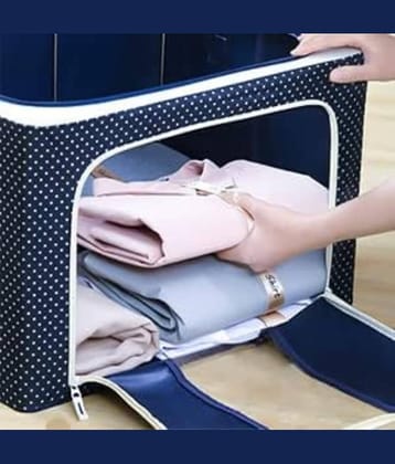 Organisers Storage Box for Clothes 66 Liter Capacity Wardrobe Organizer for Clothes Storage Foldable Steel Frame with Zipper Clear Window with Handle (66 Ltr - Pack of 1)