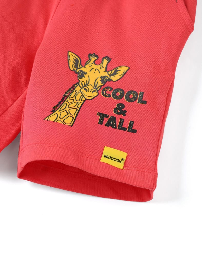 Sophisticated Kids Girls Shorts Cotton French Terry Hibiscus Red “Cool and Tall Giraffe” 2025 at
