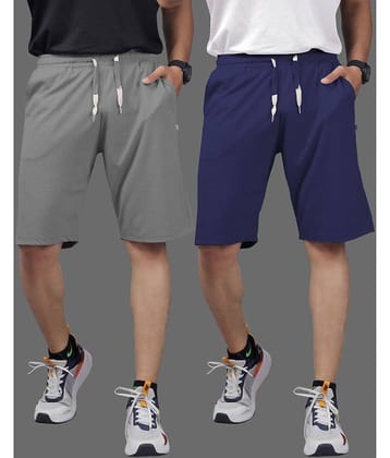 Septem Medium Grey Cotton Blend Men's Gym Shorts ( Pack of 2 )
