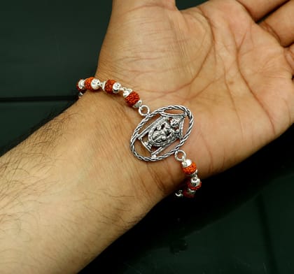 925 sterling silver custom Tirupati Balaji design Rakhi Bracelet, special personalized gift for yoru brother and silster gift rk010-6