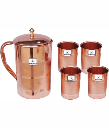 BrassCity Copper JUG:2000ml, GLASS:300ml ml Jug & Glass Sets