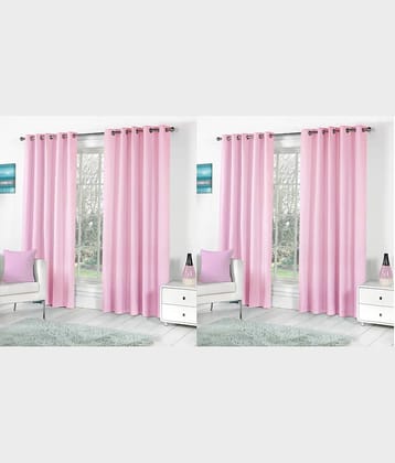 N2C Home Solid Semi-Transparent Eyelet Curtain 7 ft ( Pack of 4 ) - Pink