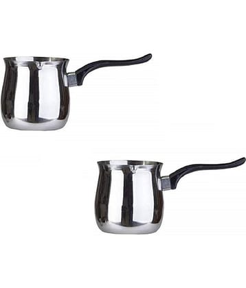 Dynore 2 Coffee Warmer Silver Stainless Steel No Coating Cookware Sets ( Set of 2 )