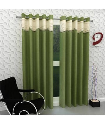 Tanishka Fabs Solid Semi-Transparent Eyelet Curtain 9 ft ( Pack of 2 ) - Green