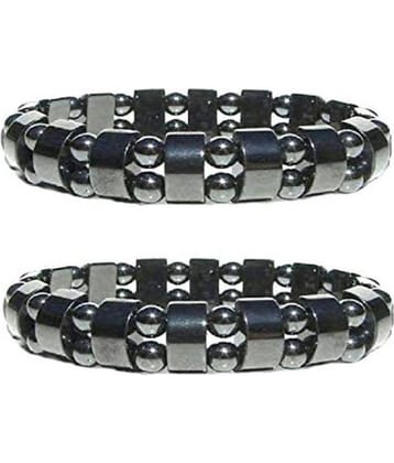 RUDRA DIVINE Powerful Magnetic Bracelet for Blood Pressure control | Pain Relief | Effective Multi Magnet Hematite Bracelet Black Combo Pack of 1