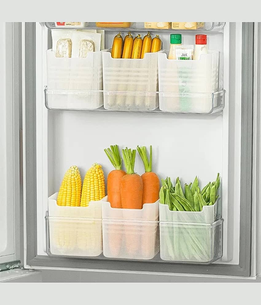 2Mech Fridge Container Plastic White Multi-Purpose Container ( Set of 6 )
