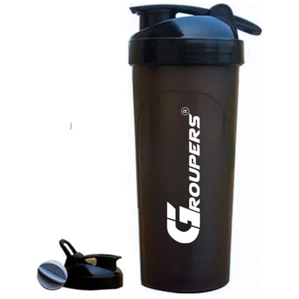 GROUPERS Combo Set of Duffle Polyester Bag with Shaker Bottle-700ml, Gloves & Wrist Band (Blue 18)
