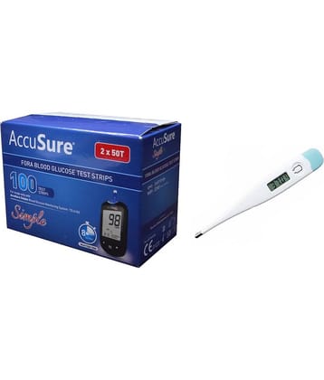 ACCUSURE Simple 100 Test Strips With Digital Thermometer