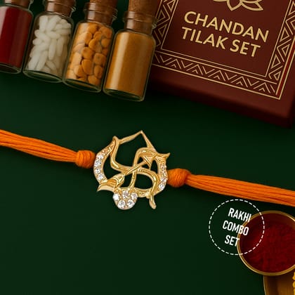 Pure 92.5 Silver Swastik Rakhi with Chandan Tilak Set
