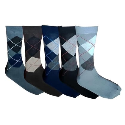 VOICI France Men's & Boys Calf length socks Black white grey Blue multicolored cotton blend free size pack of 5