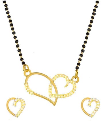 Darshini designs Traditional gold plated heart shape mangalsutra with 18 inches long chain for women